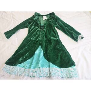 St. Patricks Day Lil Irish L 10 12 Girl Leprechaun Costume Emerald Velvet Green